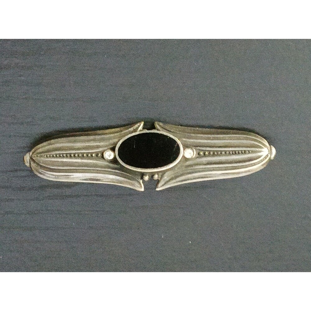 Art Deco Sterling Silver Rhinestone Black Vintage Brooch - Picture 2 of 6